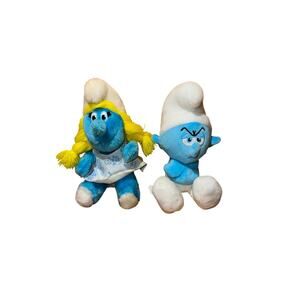 Vintage 1981 Smurffette  X Grumpy 9” Tall plush toy